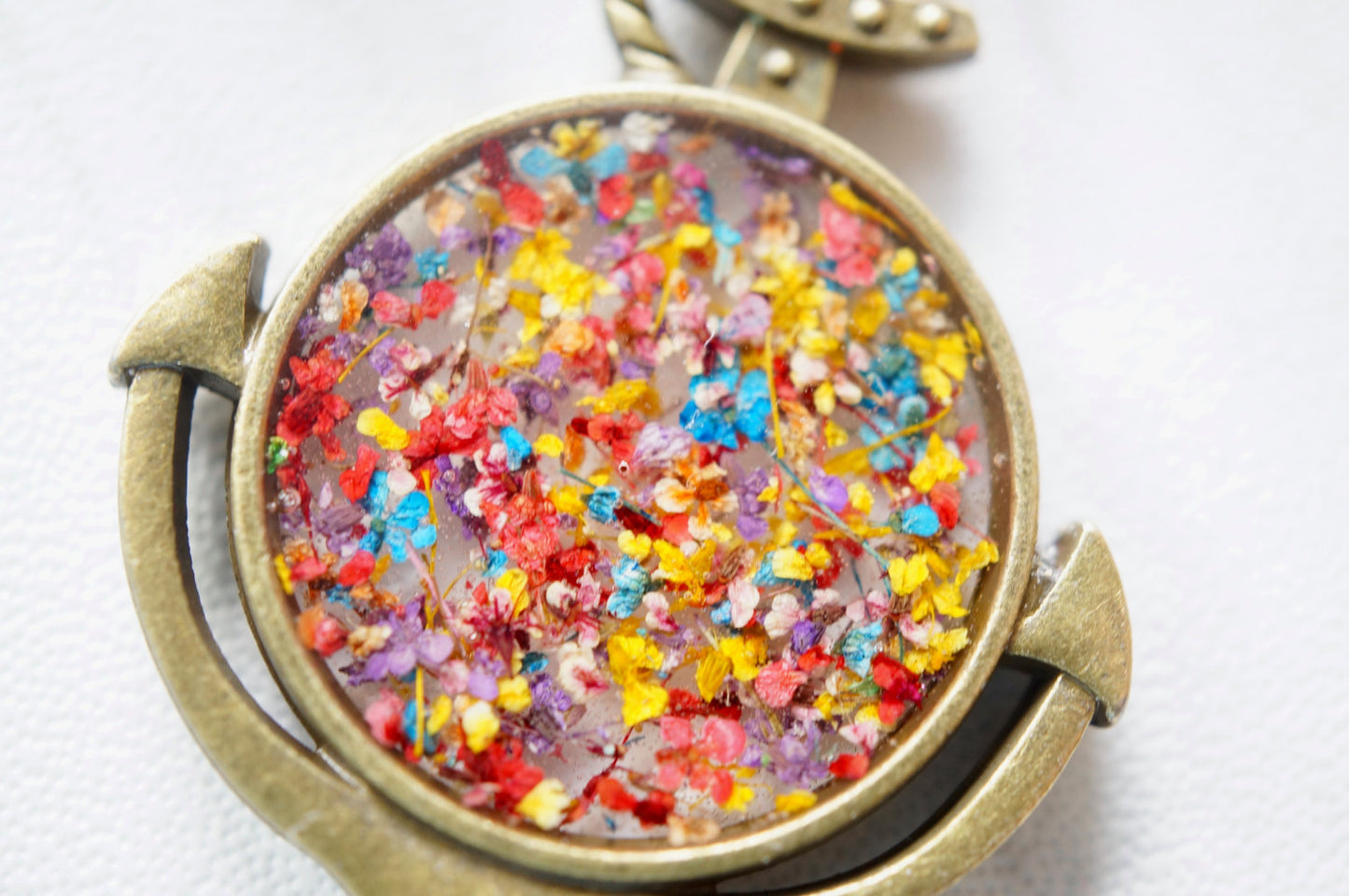Real Dried Flowers in Resin Anchor Necklace in Party Mix