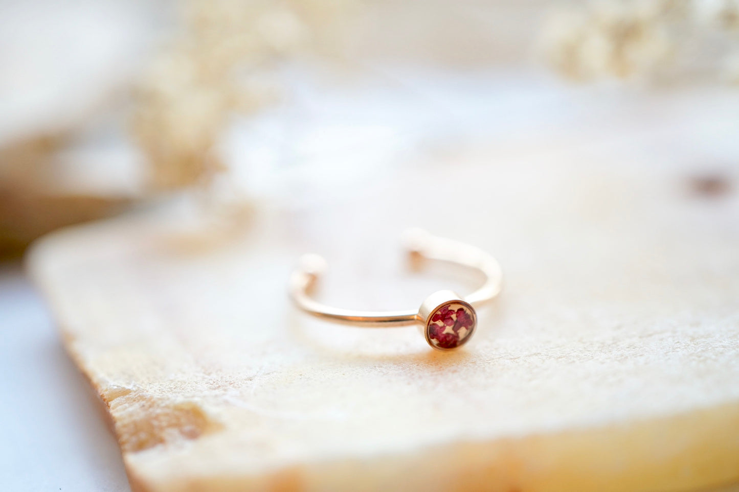 Real Pressed Flower and Resin Ring, Customizable Bands