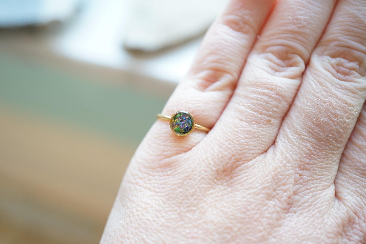 Real Pressed Flower and Resin Ring, Customizable Bands