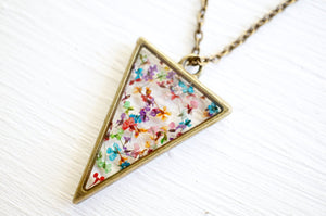 Real Pressed Flower and Resin Necklace in Party Mix (Reds, Oranges, Yellows, Greens, Blues, Purples, and Pinks Mix)