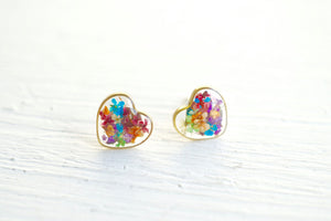 Real Pressed Flower and Resin Stud Earrings in Party Mix