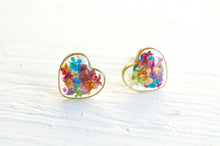 Real Pressed Flower and Resin Stud Earrings in Party Mix