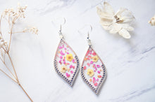 Real Pressed Flowers and Resin Earrings in Red Orange Pink Yellow