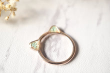 Real Pressed Flowers and Resin Cat Ring in Rose Gold and Mint