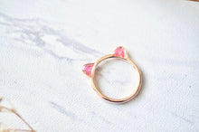 Real Pressed Flowers and Resin Cat Ring in Rose Gold and Pink