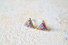 Real Pressed Flower and Resin Stud Earrings in Reds, Oranges, Blues, Purples, and Pinks Mix