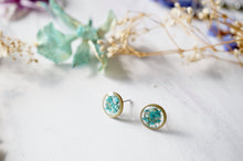 Real Dried Flowers and Resin Stud Earrings in Mint Teal Mix