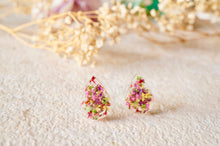Real Dried Flowers and Resin Teardrop Stud Earrings in Pink Purple Yellow Red Green