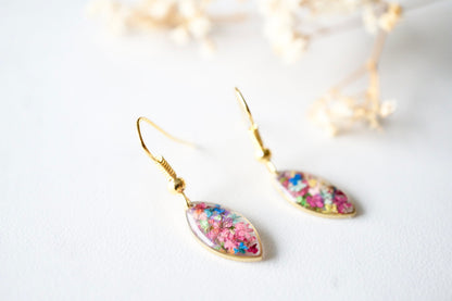 Real Dried Flowers and Resin Earrings in Gold and Party Mix