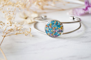 Real Dried Flowers and Resin Bracelet in Blue Party Mix