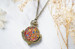 Real Dried Flowers in Resin Anchor Necklace in Party Mix