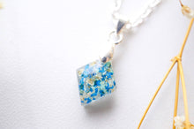 Real Dried Flowers in Diamond Resin Necklace in Blues