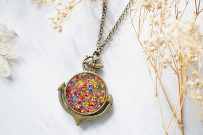 Real Dried Flowers in Resin Anchor Necklace in Pink and Blue