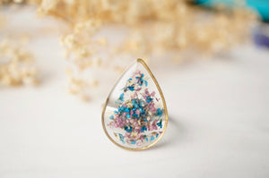 Real Pressed Flower and Resin Ring in Purple and Blue