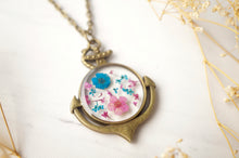 Real Dried Flowers in Resin Anchor Necklace in Pink and Blue