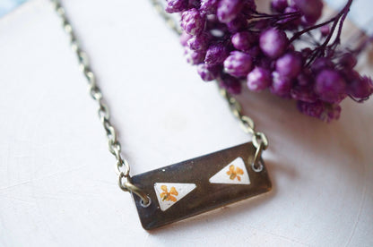 Real Dried Flowers in Resin, Tiny Silver Planet Necklace in Pink and Yellow