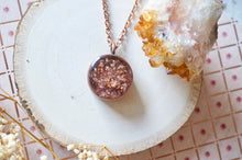 Real Dried Flowers in Resin Necklace, Thick Copper Circle in  Rose Gold Mix