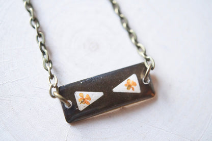 Real Dried Flowers in Resin, Tiny Silver Planet Necklace in Pink and Yellow