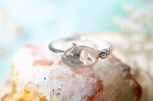 Real Pressed Flower and Resin Ring, Silver Pig in Light Pink