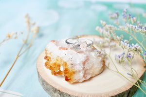Real Pressed Flower and Resin Ring, Silver Pig in Light Pink