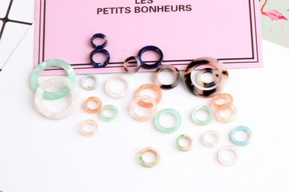 Real Pressed Flowers and Resin, Circle Stud Earrings in Orange