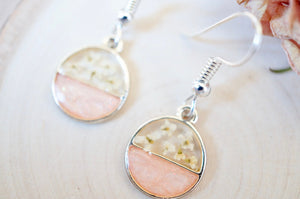Real Dried Flowers and Resin Earrings, Circle Drops
