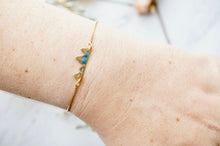 Real Pressed Flowers and Resin Adjustable Bracelet, Gold Mountains in Blue and Teal