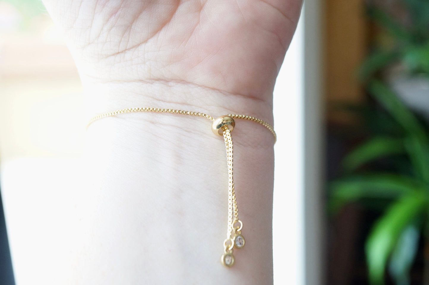 Real Pressed Flowers and Resin Adjustable Bracelet, Gold And Crystals with Flower Mix