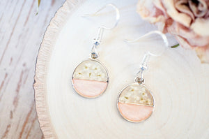 Real Dried Flowers and Resin Earrings, Circle Drops