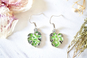 Real Pressed Flowers and Resin, Palm Leaf Earrings