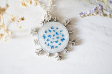 Real Pressed Flowers in Resin, Silver Snowflake Necklace