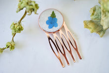 Real Pressed Flowers in Resin, Rose Gold Hair Pink with Forget Me Not