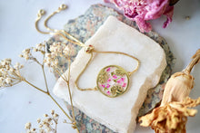 Real Pressed Flowers and Resin Adjustable Bracelet, Gold Palm Tree Leaves in Pink