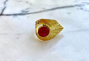 Real Pressed Flower and Resin Ring, Gold and Pink