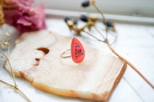 Real Pressed Flower and Resin Ring, Initial Teardrop in Pink