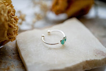 Real Pressed Flower and Resin Ring, White and Mint Heart Ring
