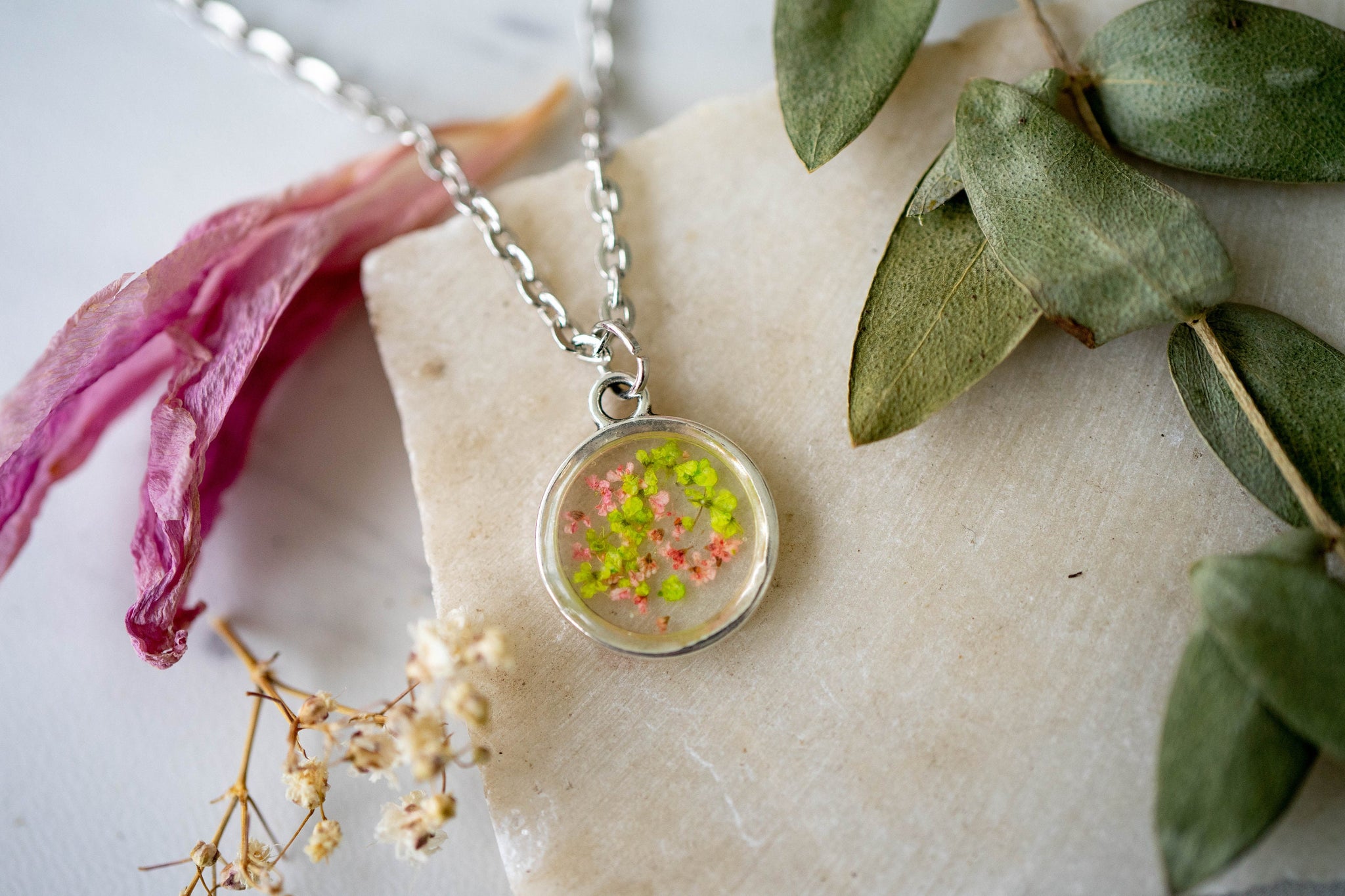Mix metal pendant with mint green fluorite stone, Flower necklace, Gemstone  necklace, Fluorite necklace, Dainty necklace, Botani
